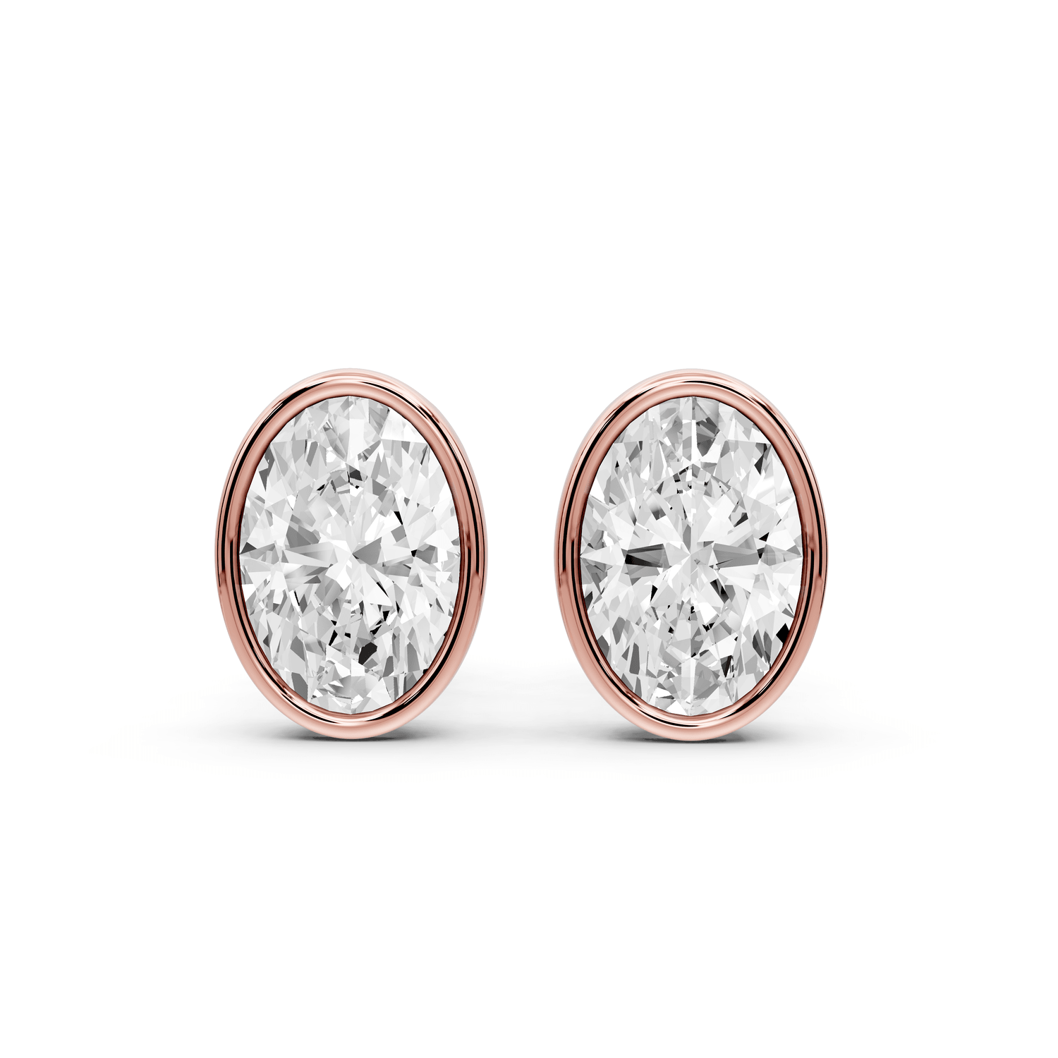 Noa - 2ct 14k rose gold Oval - Cut Diamond Stud Earrings - Mr. Alex Jewelry