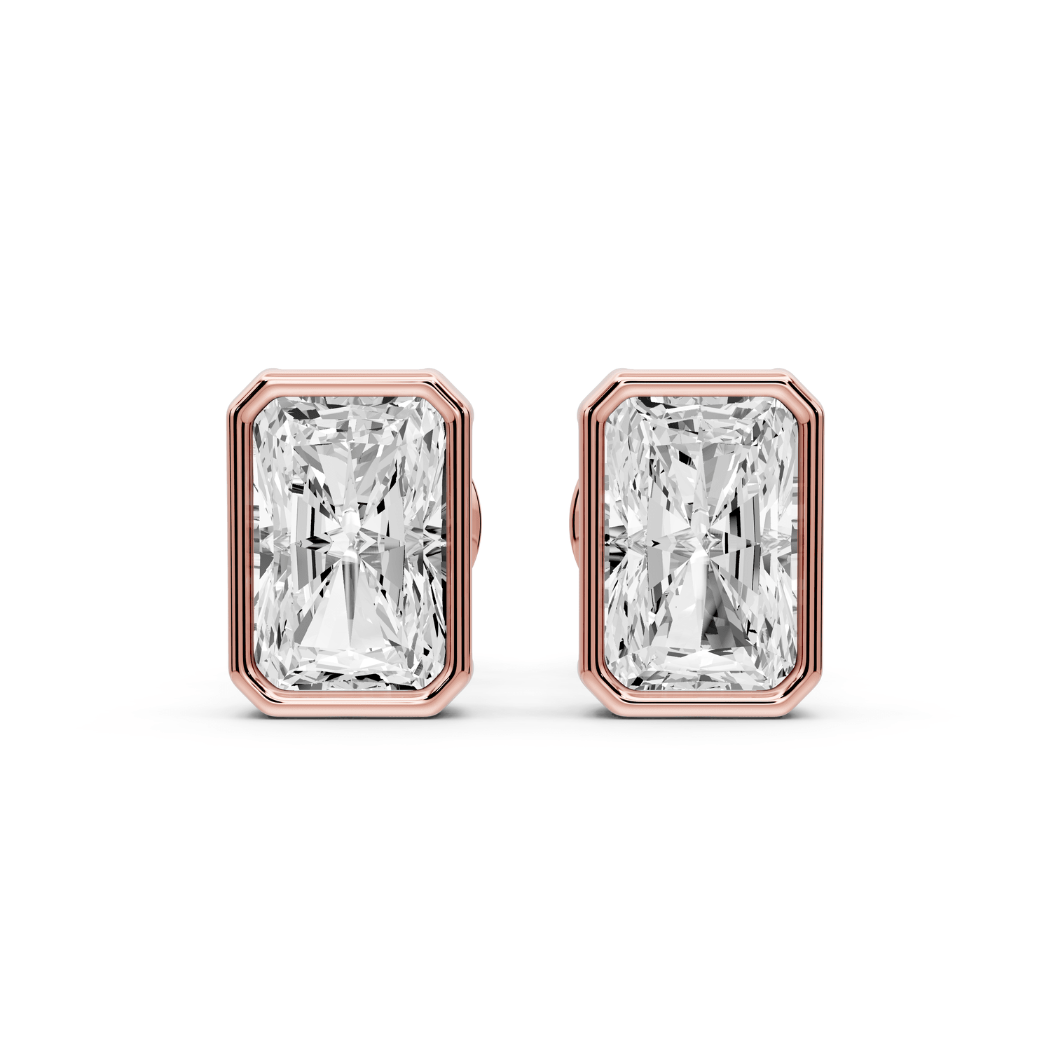 Noa - 2ct 14k rose gold Radiant - Cut Diamond Stud Earrings - Mr. Alex Jewelry