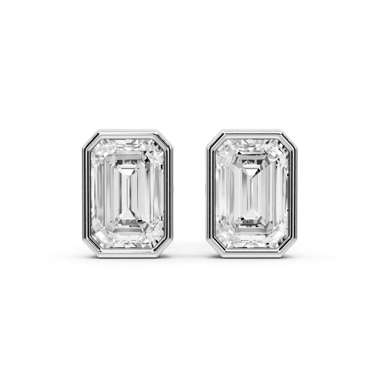 Noa - 2ct 14k white gold Emerald - Cut Diamond Stud Earrings - Mr. Alex Jewelry