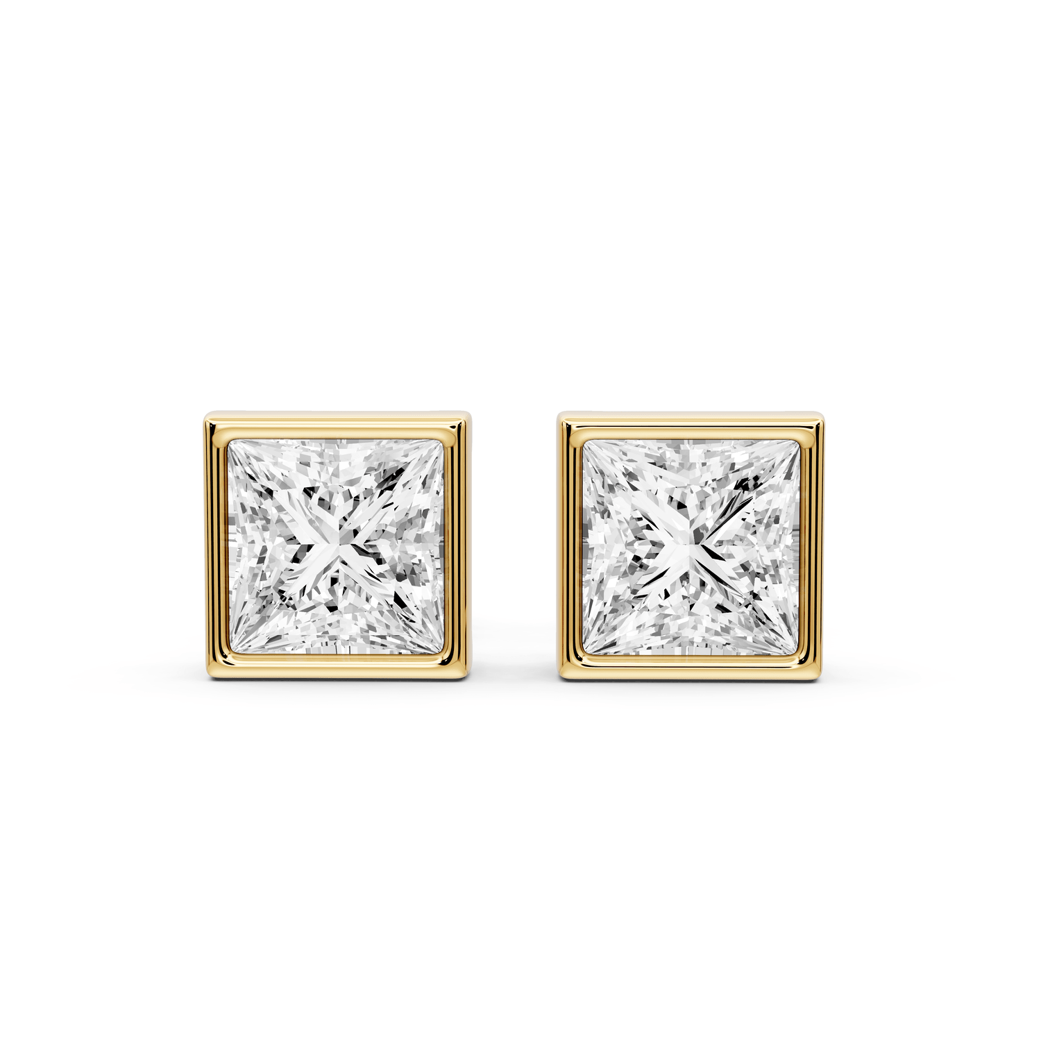 Noa - 2ct 14k yellow gold Princess - Cut Diamond Stud Earrings - Mr. Alex Jewelry