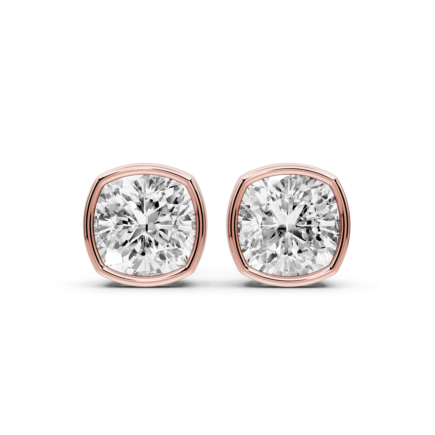Noa - 3ct 14k rose gold Cushion - Cut Diamond Stud Earrings - Mr. Alex Jewelry