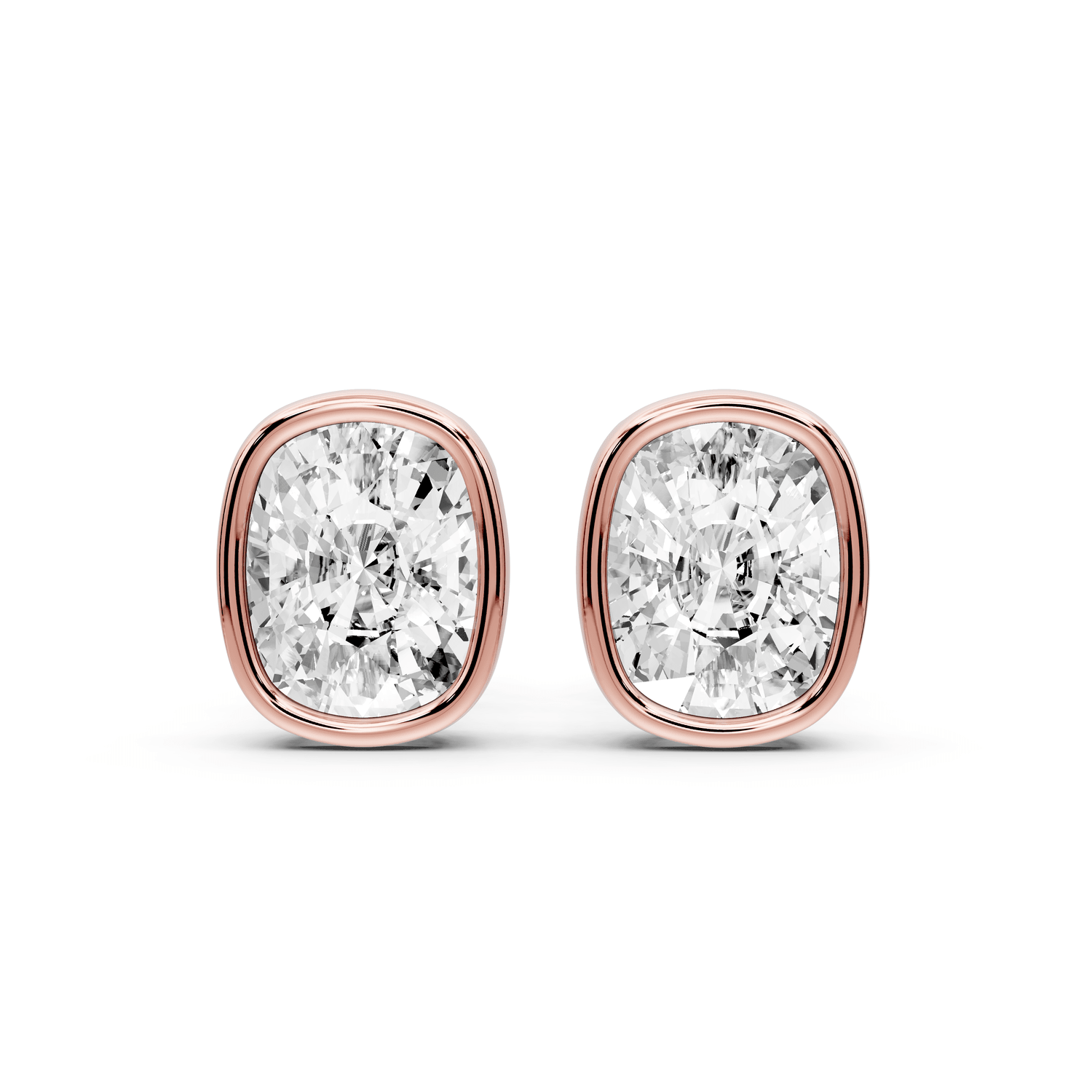 Noa - 3ct 14k rose gold Elgcushion - Cut Diamond Stud Earrings - Mr. Alex Jewelry