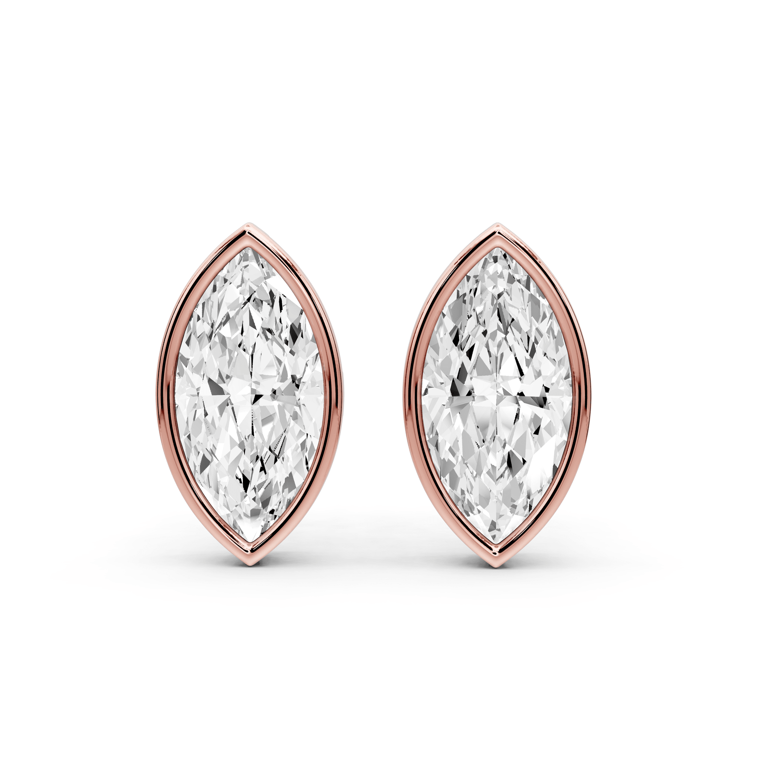 Noa - 3ct 14k rose gold Marquise - Cut Diamond Stud Earrings - Mr. Alex Jewelry