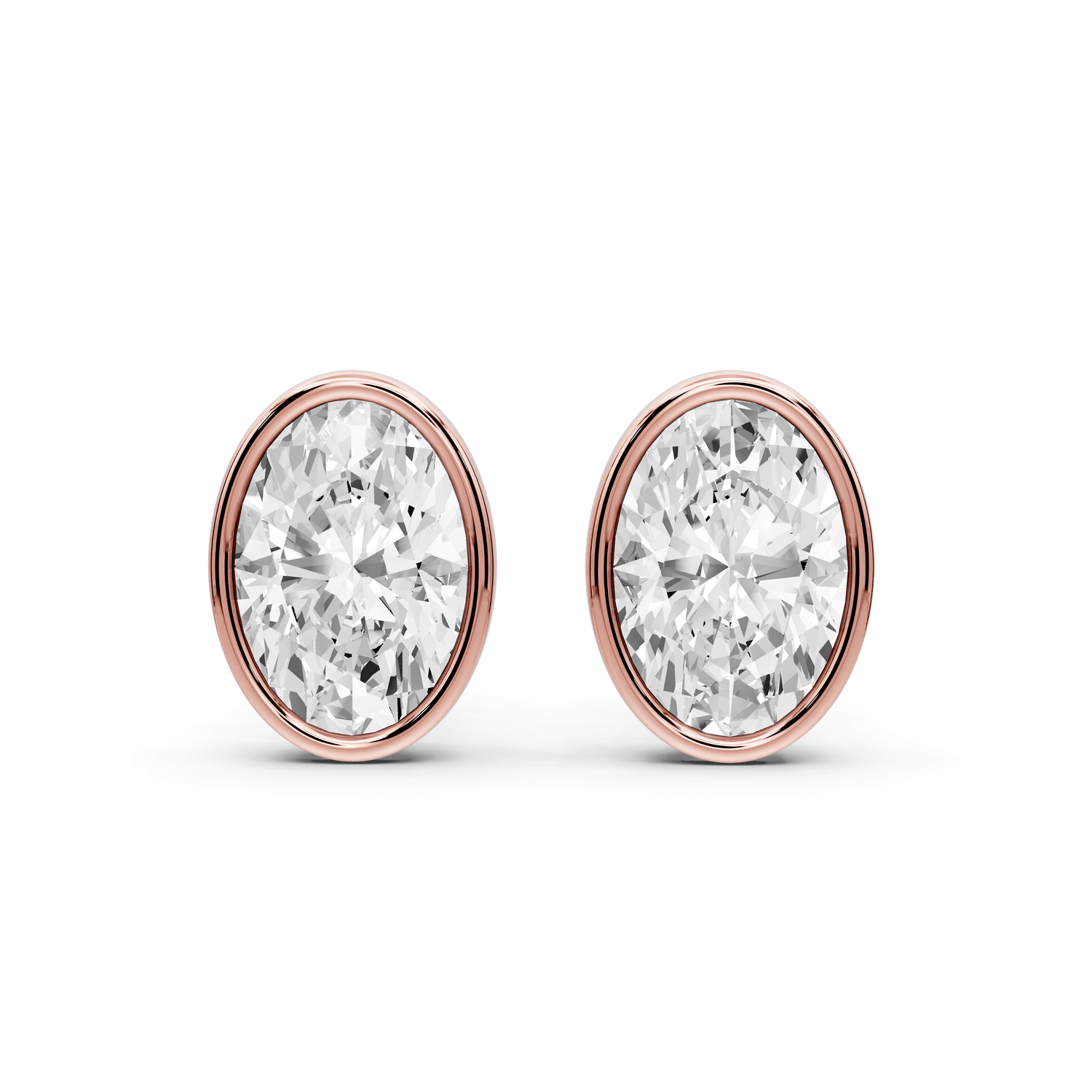 Noa - 3ct 14k rose gold Oval - Cut Diamond Stud Earrings - Mr. Alex Jewelry