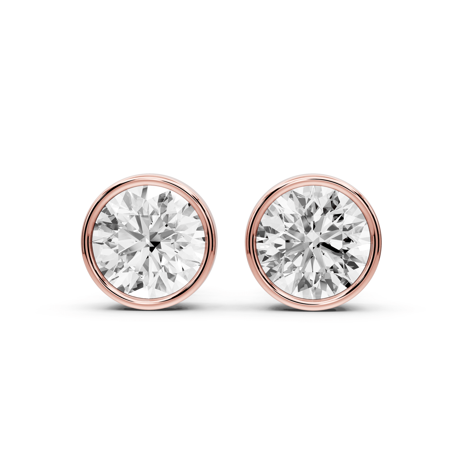Noa - 3ct 14k rose gold Round - Cut Diamond Stud Earrings - Mr. Alex Jewelry