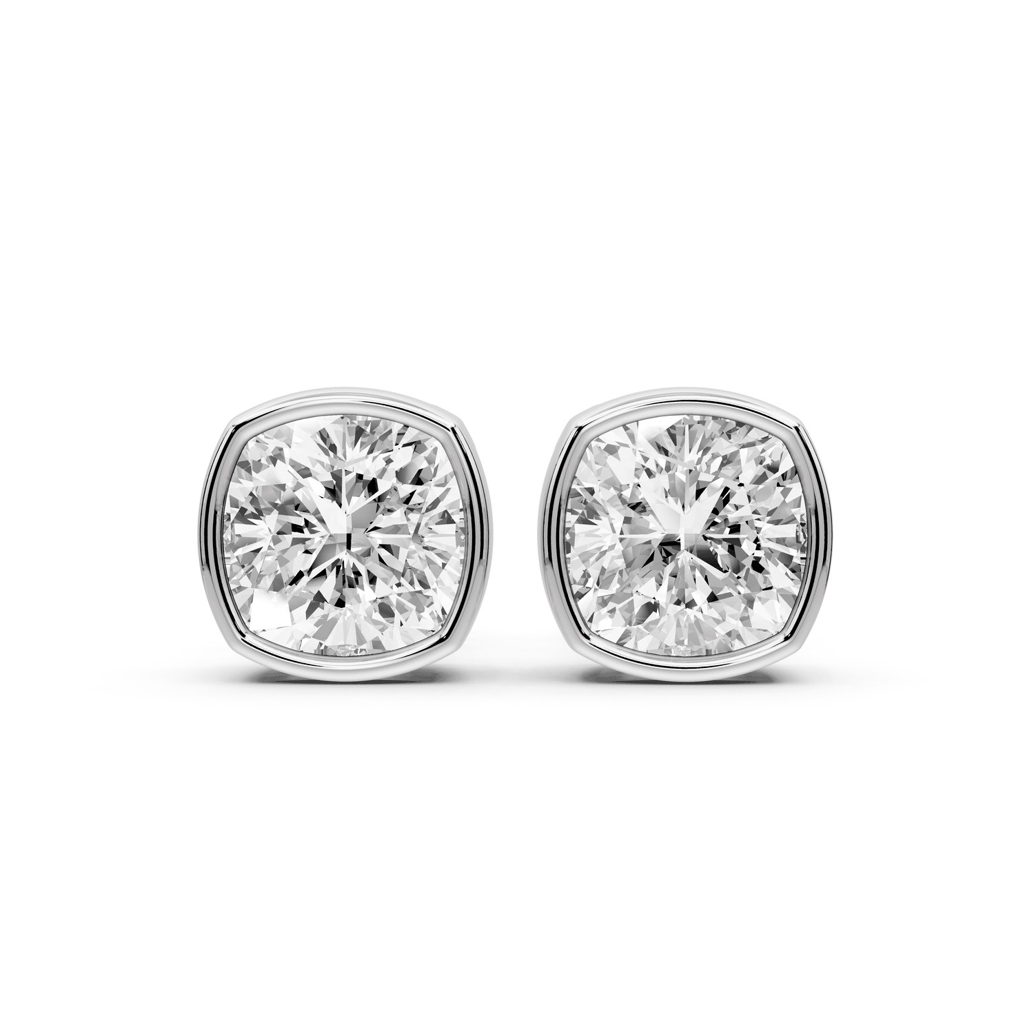 Noa - 3ct 14k white gold Cushion - Cut Diamond Stud Earrings - Mr. Alex Jewelry