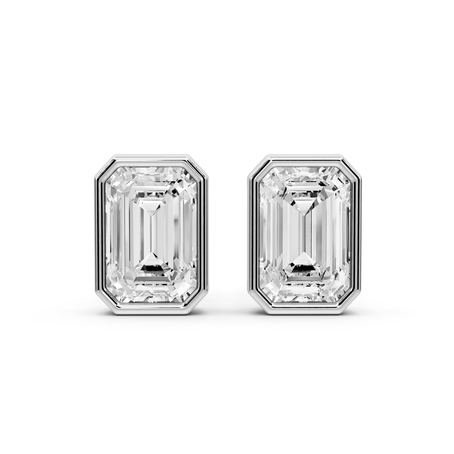 Noa - 3ct 14k white gold Emerald - Cut Diamond Stud Earrings - Mr. Alex Jewelry