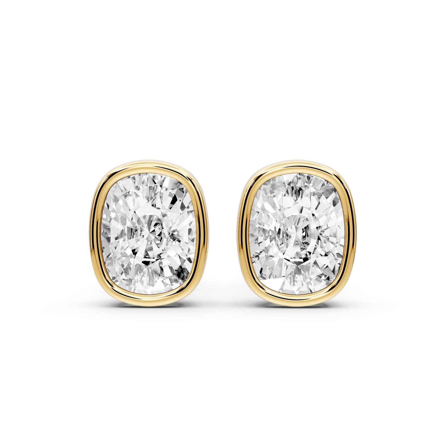 Noa - 3ct 14k yellow gold Elgcushion - Cut Diamond Stud Earrings - Mr. Alex Jewelry