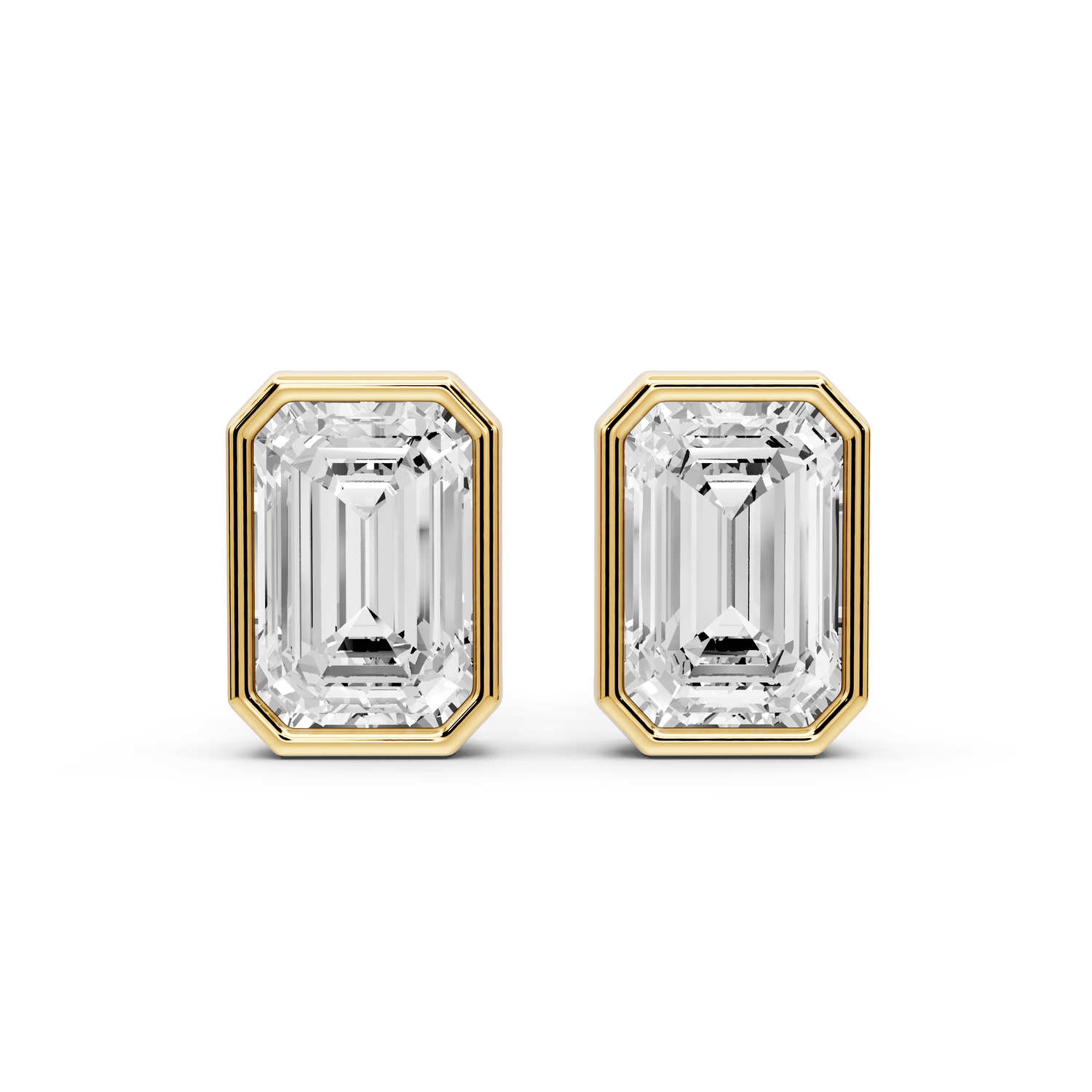 Noa - 3ct 14k yellow gold Emerald - Cut Diamond Stud Earrings - Mr. Alex Jewelry