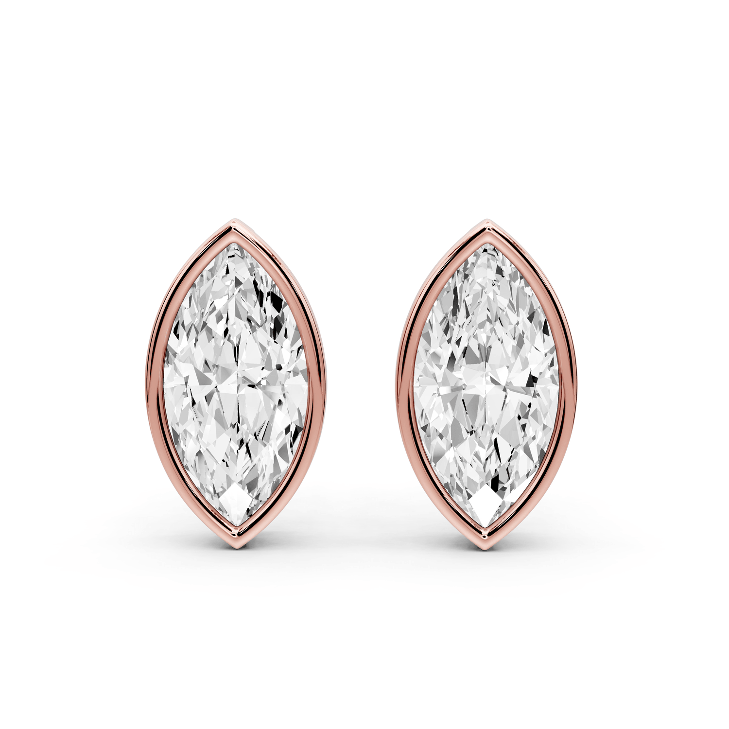 Noa - 4ct 14k rose gold Marquise - Cut Diamond Stud Earrings - Mr. Alex Jewelry