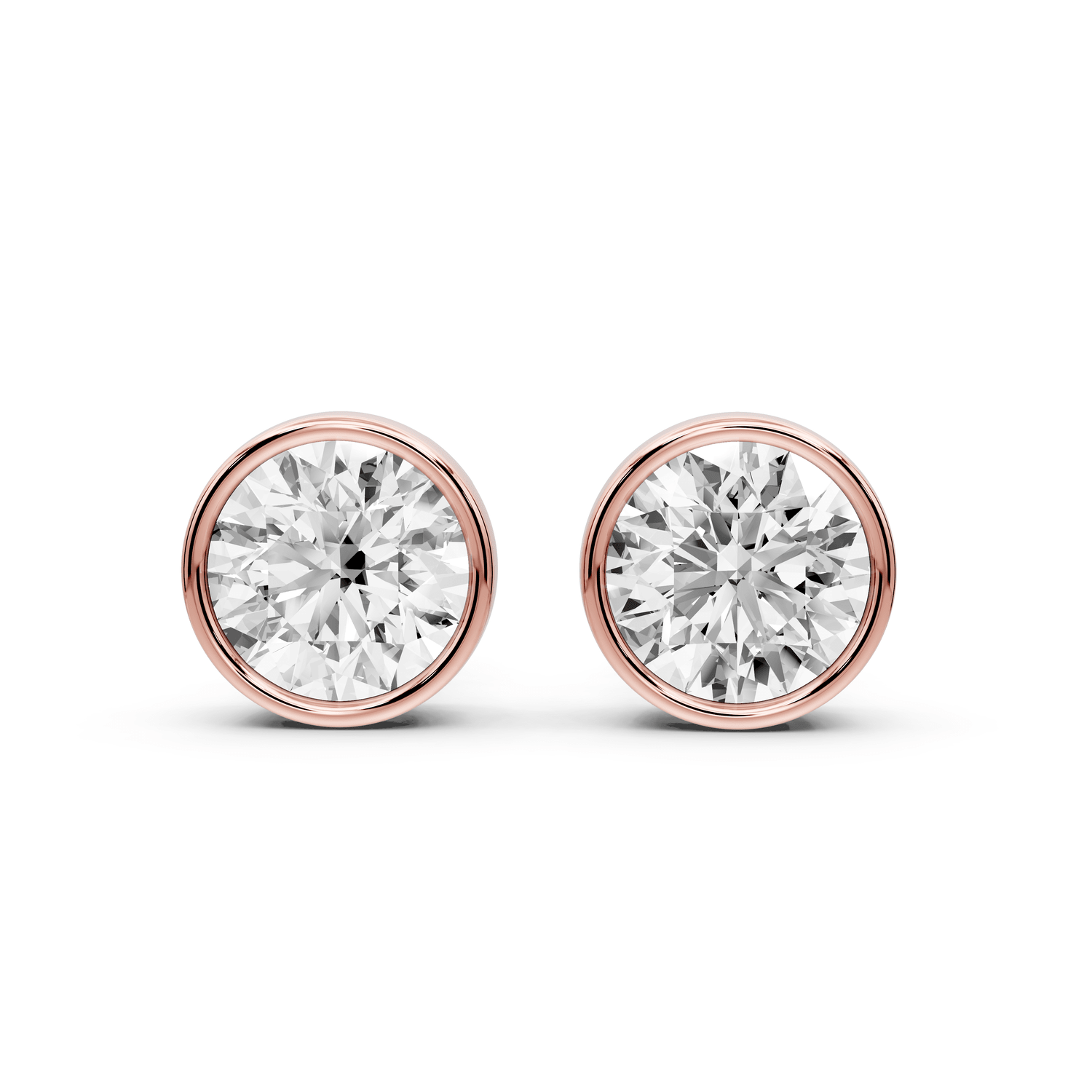Noa - 4ct 14k rose gold Round - Cut Diamond Stud Earrings - Mr. Alex Jewelry