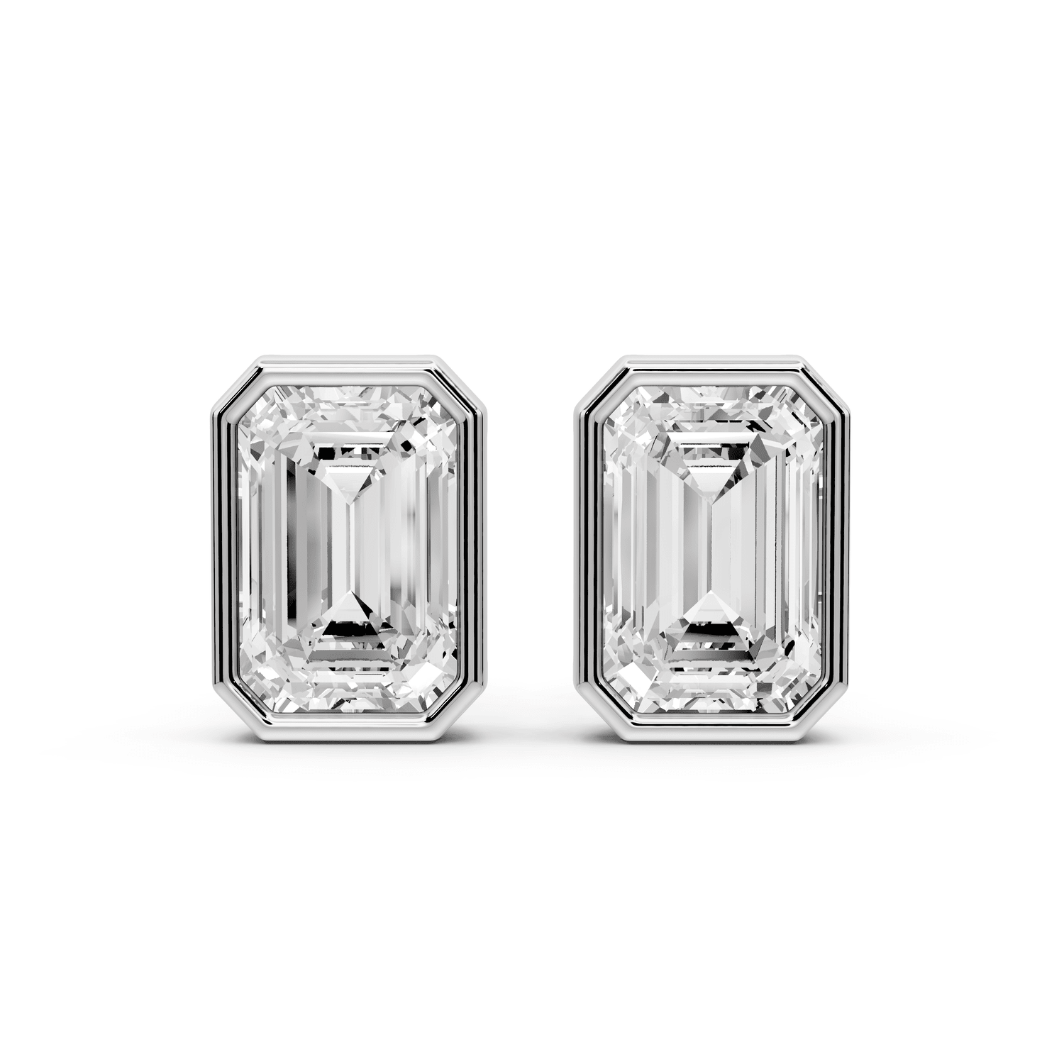 Noa - 4ct 14k white gold Emerald - Cut Diamond Stud Earrings - Mr. Alex Jewelry