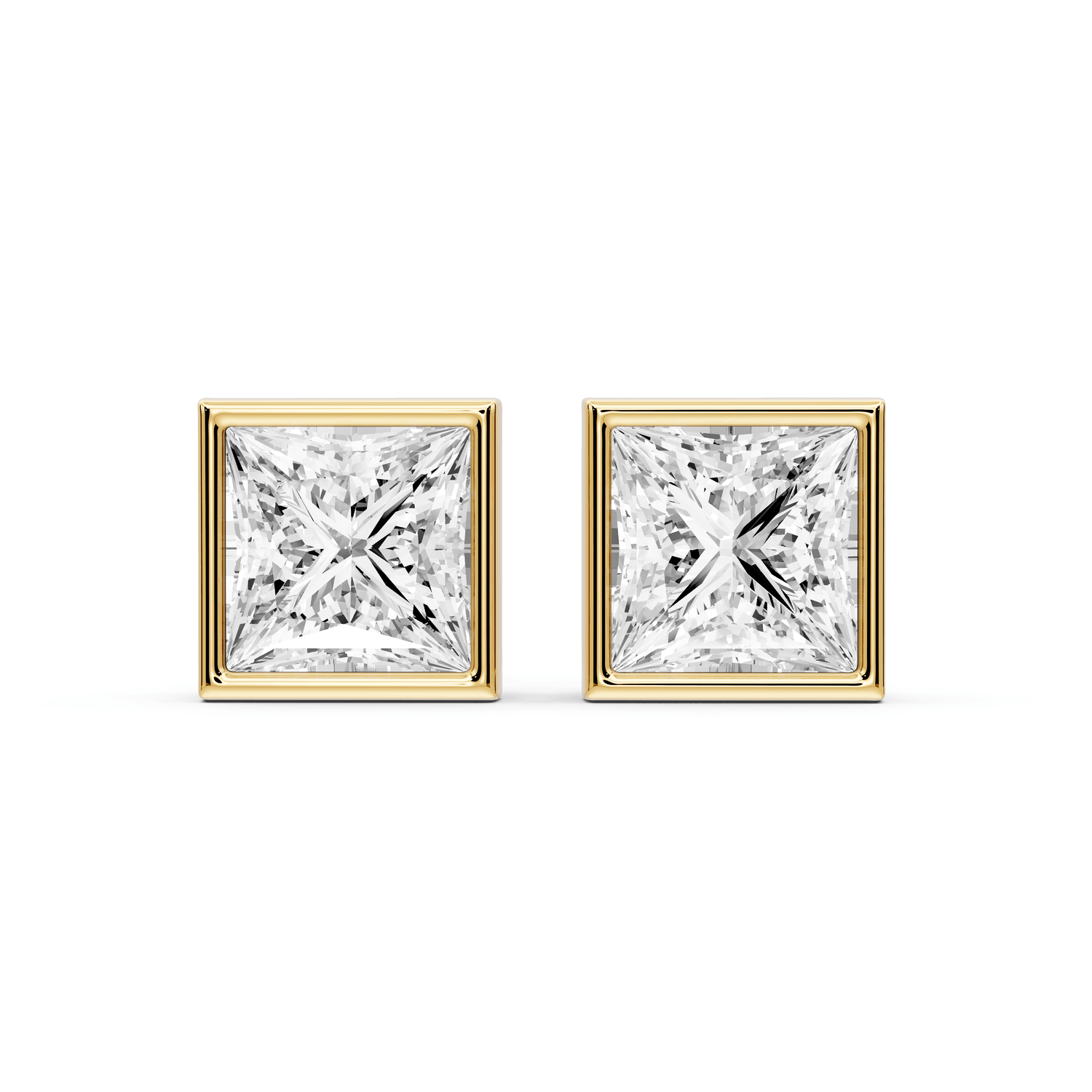 Noa - 4ct 14k yellow gold Princess - Cut Diamond Stud Earrings - Mr. Alex Jewelry