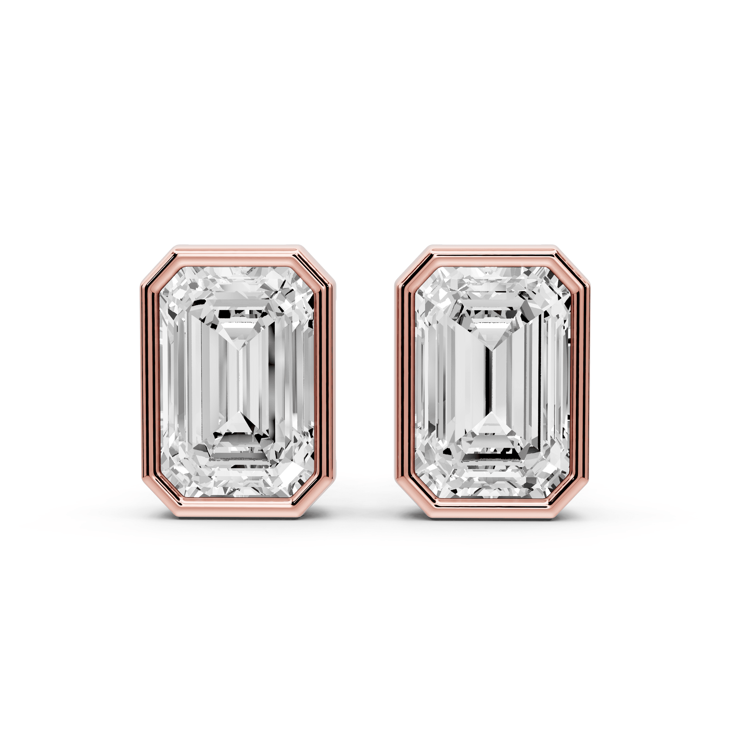 Noa - 5ct 14k rose gold Emerald - Cut Diamond Stud Earrings - Mr. Alex Jewelry