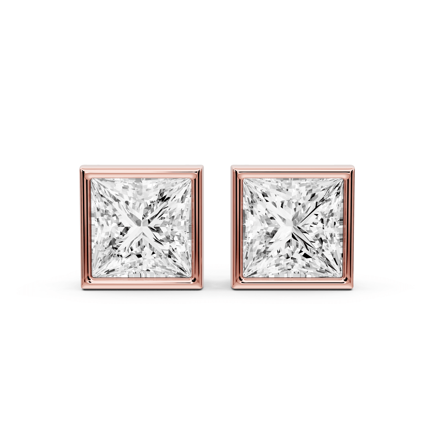 Noa - 5ct 14k rose gold Princess - Cut Diamond Stud Earrings - Mr. Alex Jewelry