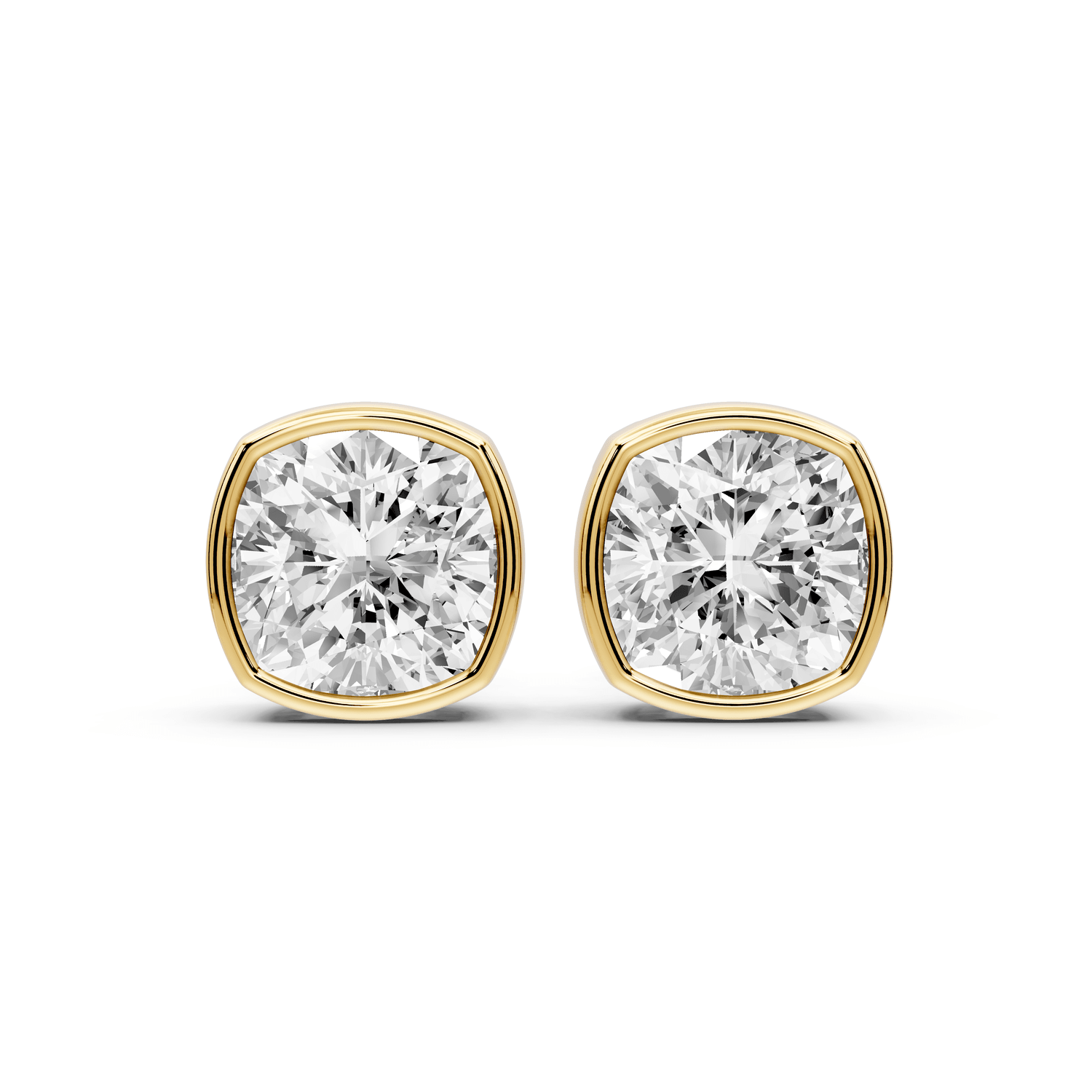 Noa - 5ct 14k yellow gold Cushion - Cut Diamond Stud Earrings - Mr. Alex Jewelry