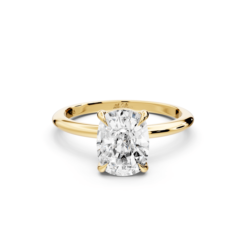 Odessa - 2ct 14k yellow gold Elongated Cushion Knife Edge Solitaire Engagement Ring - Mr. Alex Jewelry