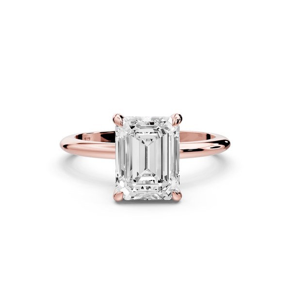 Odessa - 2ct 18k rose gold emerald Knife Edge Solitaire Engagement Ring - Mr. Alex Jewelry