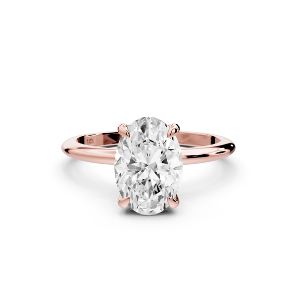 Odessa - 2ct 18k rose gold oval Knife Edge Solitaire Engagement Ring - Mr. Alex Jewelry