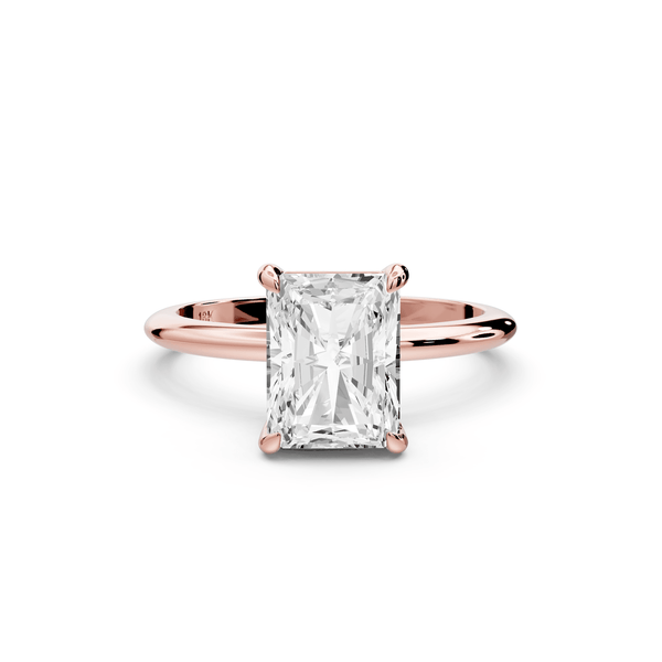 Odessa - 2ct 18k rose gold radiant Knife Edge Solitaire Engagement Ring - Mr. Alex Jewelry
