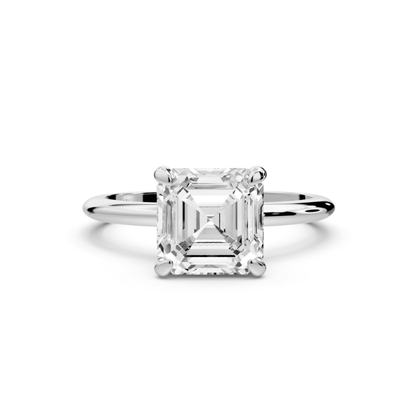Odessa - 2ct 18k white gold asscher Knife Edge Solitaire Engagement Ring - Mr. Alex Jewelry