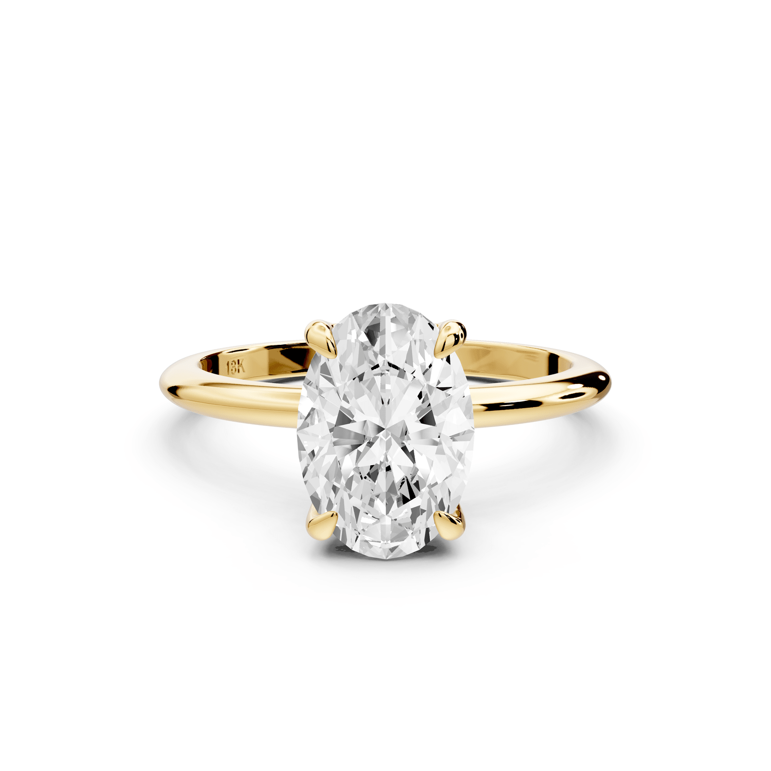 Odessa - 2ct 18k yellow gold oval Knife Edge Solitaire Engagement Ring - Mr. Alex Jewelry