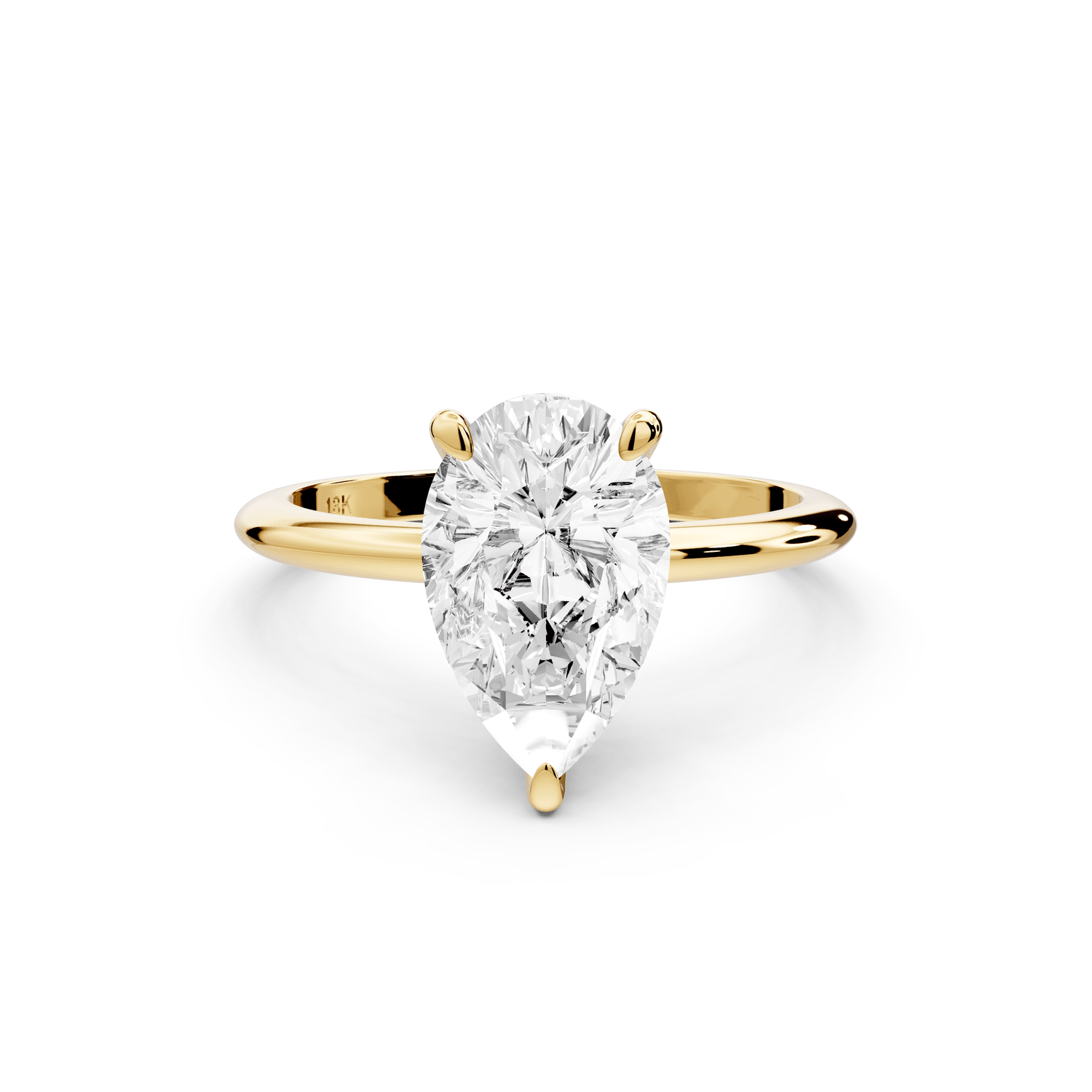 Odessa - 2ct 18k yellow gold pear Knife Edge Solitaire Engagement Ring - Mr. Alex Jewelry