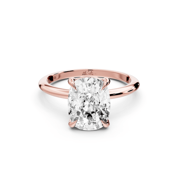 Odessa - 3ct 14k rose gold Elongated Cushion Knife Edge Solitaire Engagement Ring - Mr. Alex Jewelry