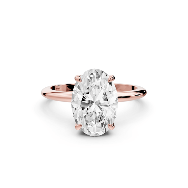 Odessa - 3ct 14k rose gold oval Knife Edge Solitaire Engagement Ring - Mr. Alex Jewelry