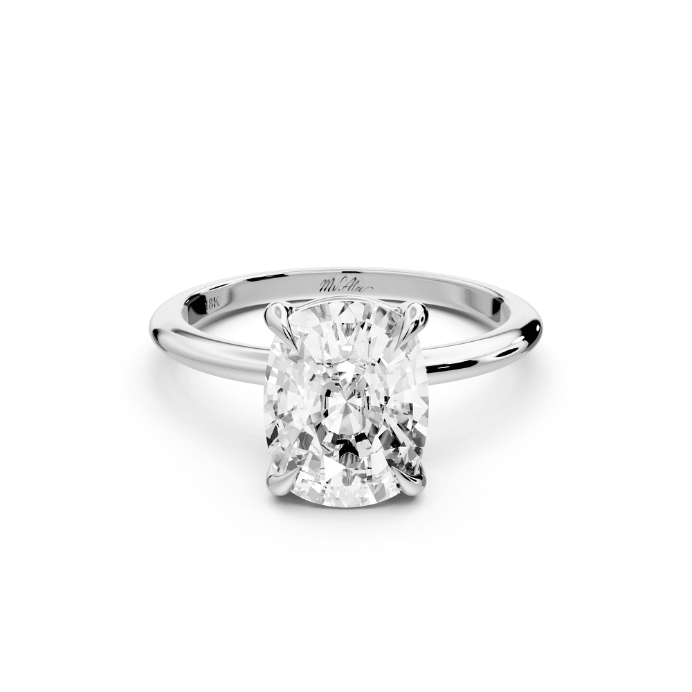Odessa - 3ct 14k white gold Elongated Cushion Knife Edge Solitaire Engagement Ring - Mr. Alex Jewelry