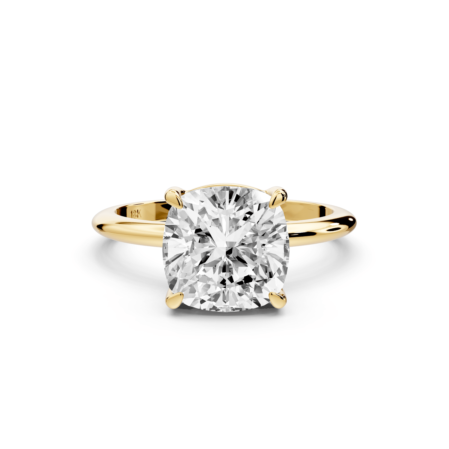 Odessa - 3ct 14k yellow gold cushion Knife Edge Solitaire Engagement Ring - Mr. Alex Jewelry