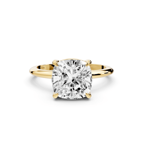 Odessa - 3ct 14k yellow gold cushion Knife Edge Solitaire Engagement Ring - Mr. Alex Jewelry