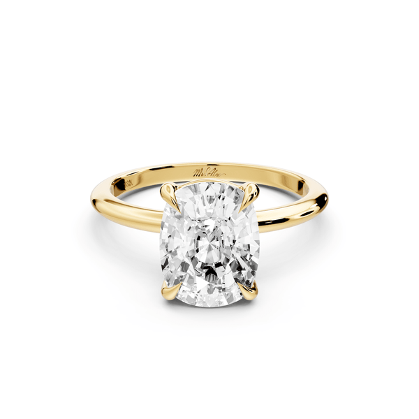 Odessa - 3ct 14k yellow gold Elongated Cushion Knife Edge Solitaire Engagement Ring - Mr. Alex Jewelry