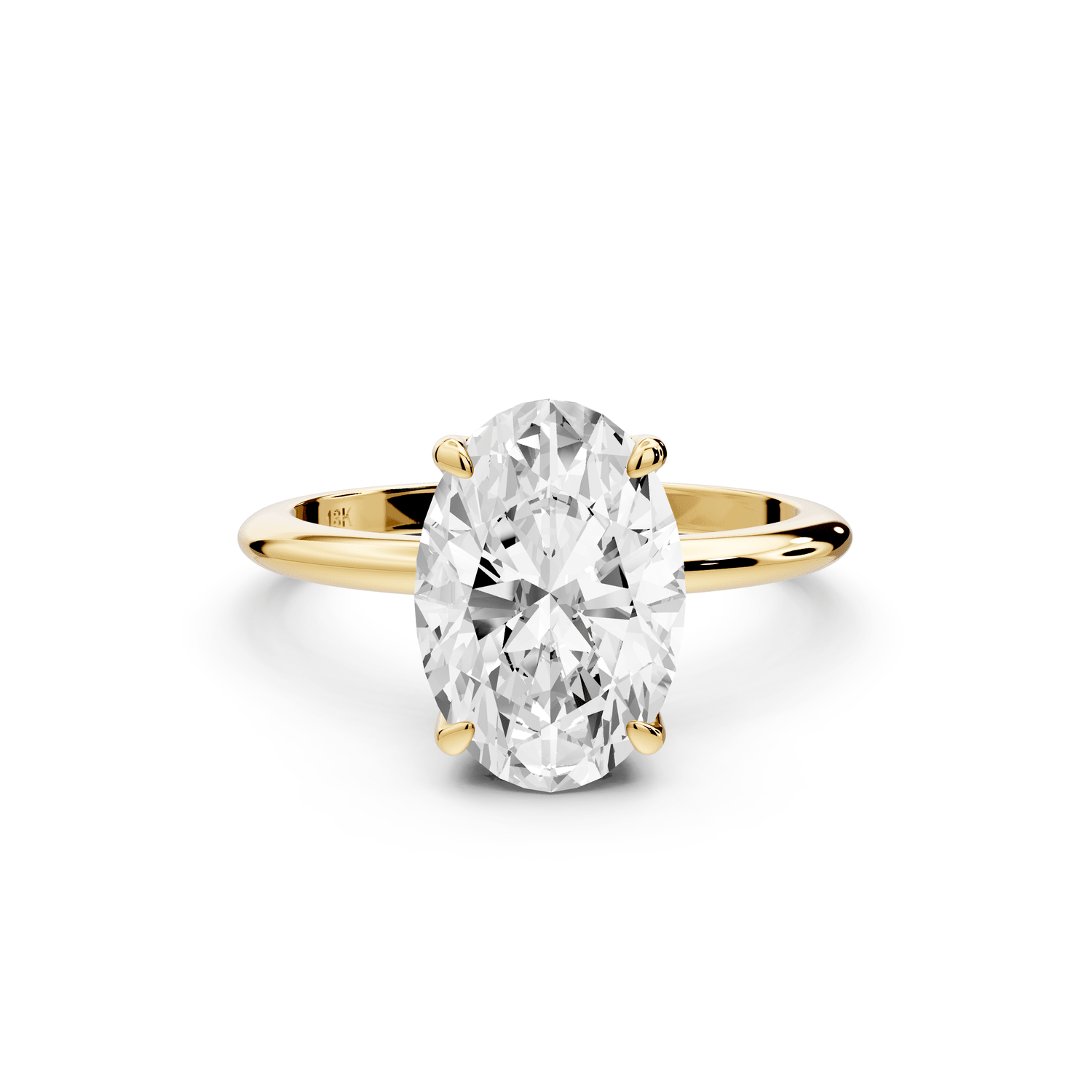 Odessa - 3ct 18k yellow gold oval Knife Edge Solitaire Engagement Ring - Mr. Alex Jewelry