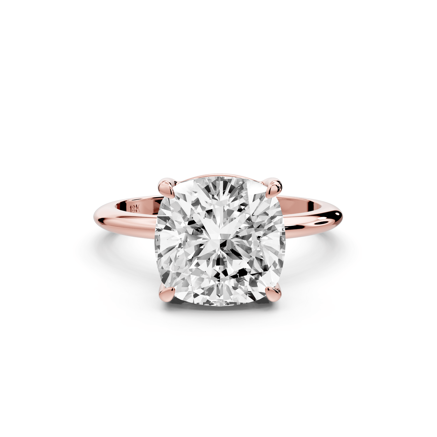 Odessa - 4ct 14k rose gold cushion Knife Edge Solitaire Engagement Ring - Mr. Alex Jewelry