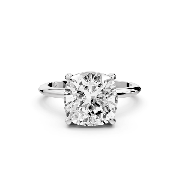 Odessa - 4ct 14k white gold cushion Knife Edge Solitaire Engagement Ring - Mr. Alex Jewelry