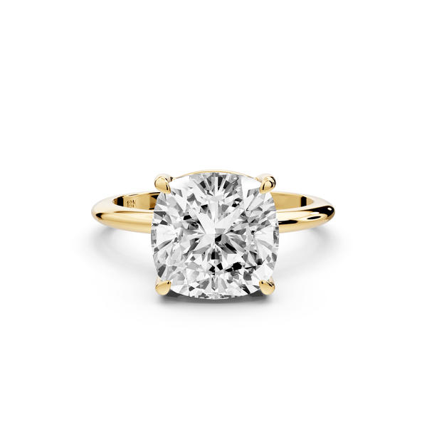 Odessa - 4ct 14k yellow gold cushion Knife Edge Solitaire Engagement Ring - Mr. Alex Jewelry