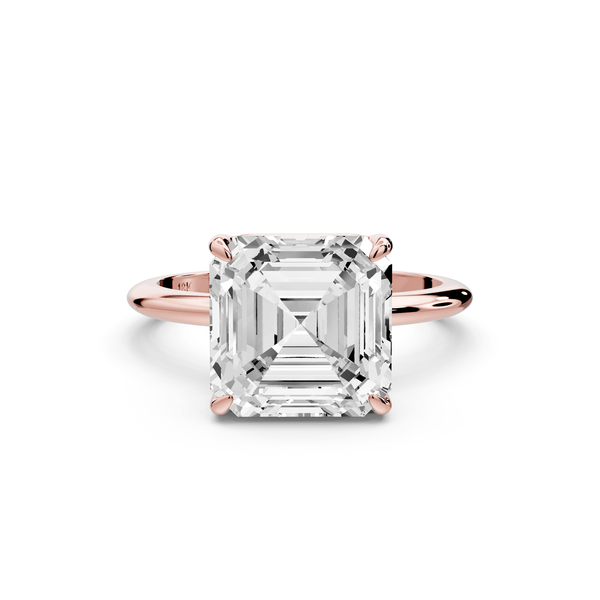 Odessa - 4ct 18k rose gold asscher Knife Edge Solitaire Engagement Ring - Mr. Alex Jewelry