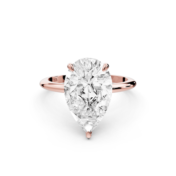 Odessa - 4ct 18k rose gold pear Knife Edge Solitaire Engagement Ring - Mr. Alex Jewelry