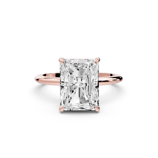Odessa - 4ct 18k rose gold radiant Knife Edge Solitaire Engagement Ring - Mr. Alex Jewelry