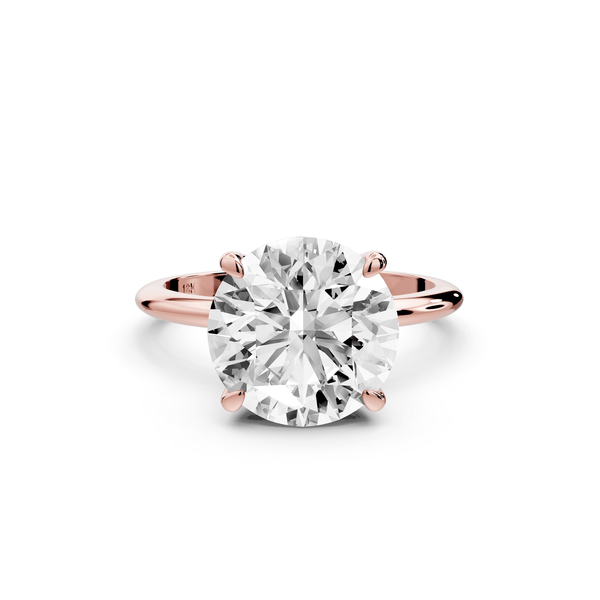 Odessa - 4ct 18k rose gold round Knife Edge Solitaire Engagement Ring - Mr. Alex Jewelry