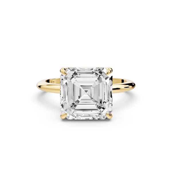 Odessa - 4ct 18k yellow gold asscher Knife Edge Solitaire Engagement Ring - Mr. Alex Jewelry