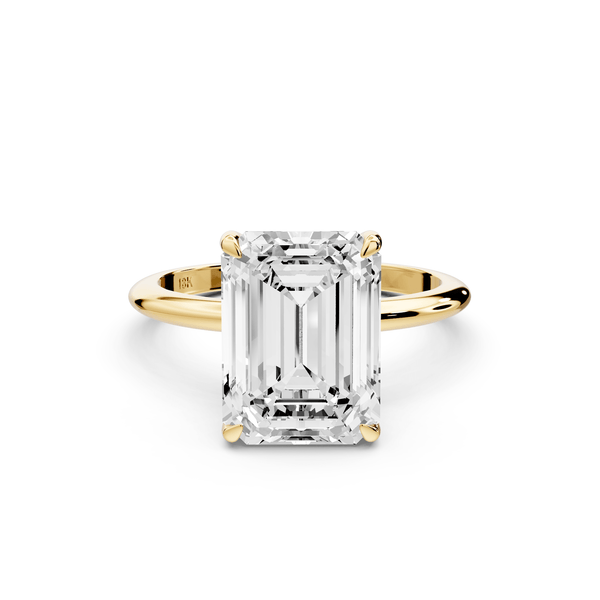Odessa - 4ct 18k yellow gold emerald Knife Edge Solitaire Engagement Ring - Mr. Alex Jewelry