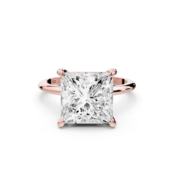 Odessa - 5ct 14k rose gold princess Knife Edge Solitaire Engagement Ring - Mr. Alex Jewelry