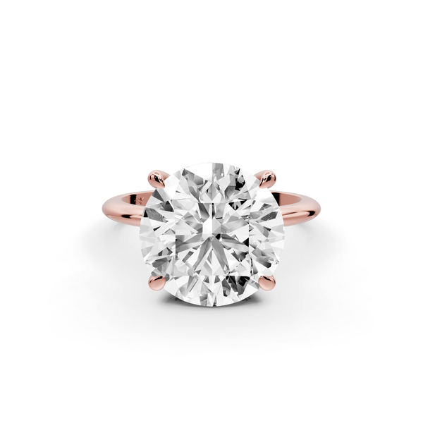 Odessa - 5ct 14k rose gold round Knife Edge Solitaire Engagement Ring - Mr. Alex Jewelry