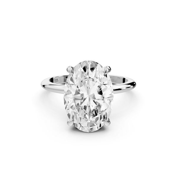Odessa - 5ct 14k white gold oval Knife Edge Solitaire Engagement Ring - Mr. Alex Jewelry