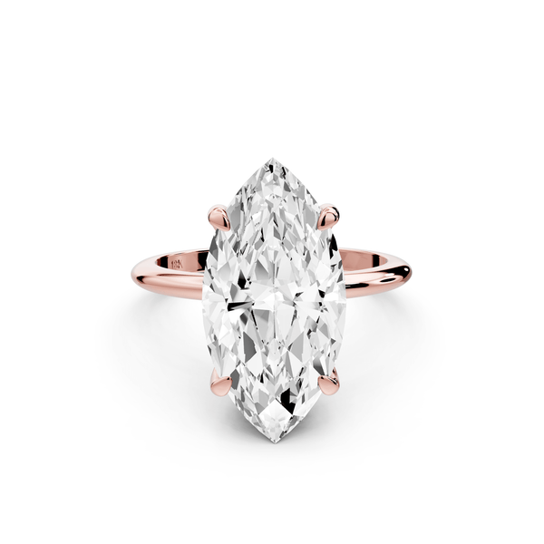 Odessa - 5ct 18k rose gold marquise Knife Edge Solitaire Engagement Ring - Mr. Alex Jewelry