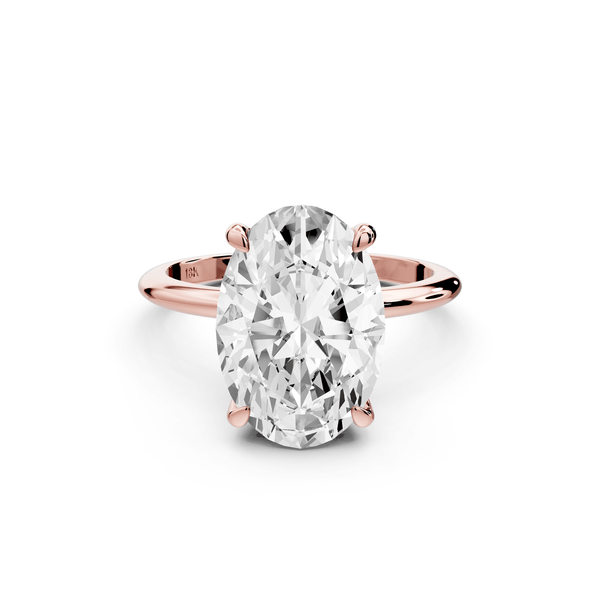 Odessa - 5ct 18k rose gold oval Knife Edge Solitaire Engagement Ring - Mr. Alex Jewelry