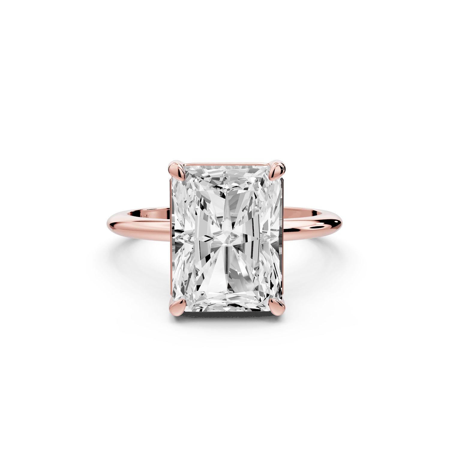 Odessa - 5ct 18k rose gold radiant Knife Edge Solitaire Engagement Ring - Mr. Alex Jewelry