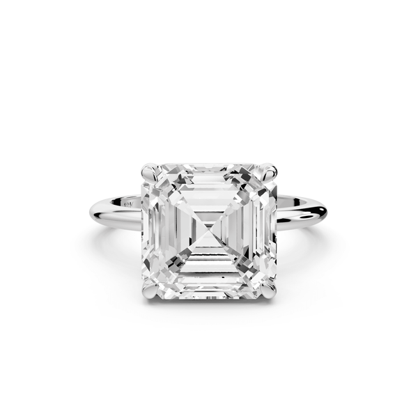 Odessa - 5ct 18k white gold asscher Knife Edge Solitaire Engagement Ring - Mr. Alex Jewelry